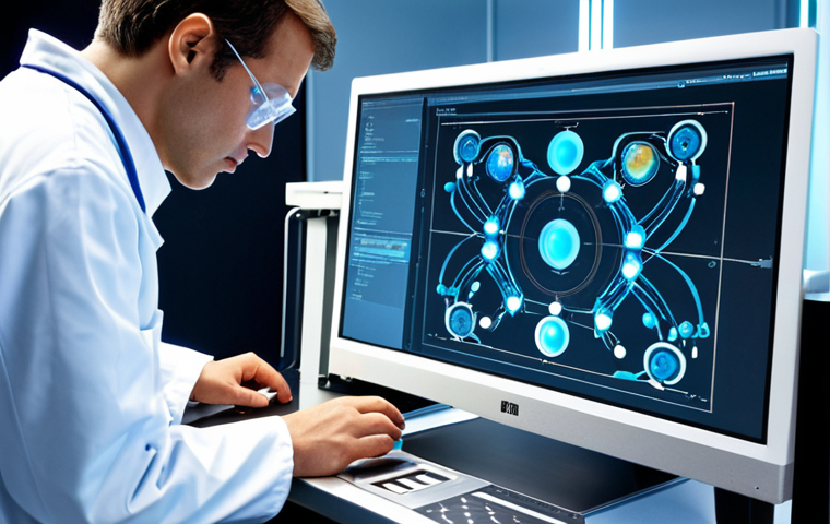 A laboratory scene depicting scientists using quantum computers to simulate and analyze the properties of new materials. The image should showcase the blend of quantum computing technology with traditional lab equipment, highlighting the virtual development of materials before physical creation. Focus on visual elements that convey innovation, efficiency, and the acceleration of the material research process.