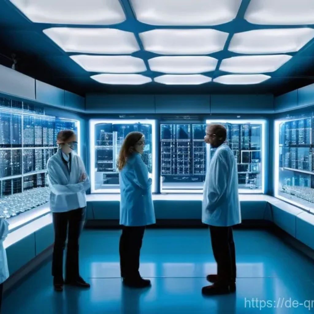 양자 컴퓨터의 산업 발전 가능성 - **Quantum Molecular Simulation in a German Research Lab:** A hyper-realistic image of a cutting-edge...