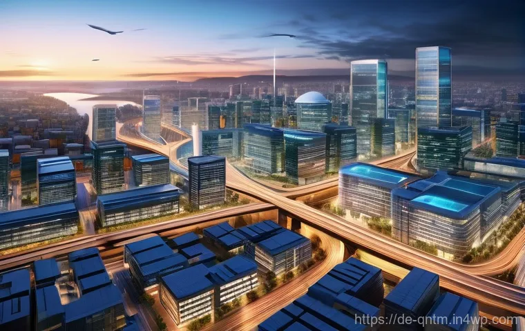 양자 컴퓨터와 데이터 과학의 융합 - **Quantum Data Symphony**: A dynamic, futuristic laboratory setting where brilliant light trails rep...