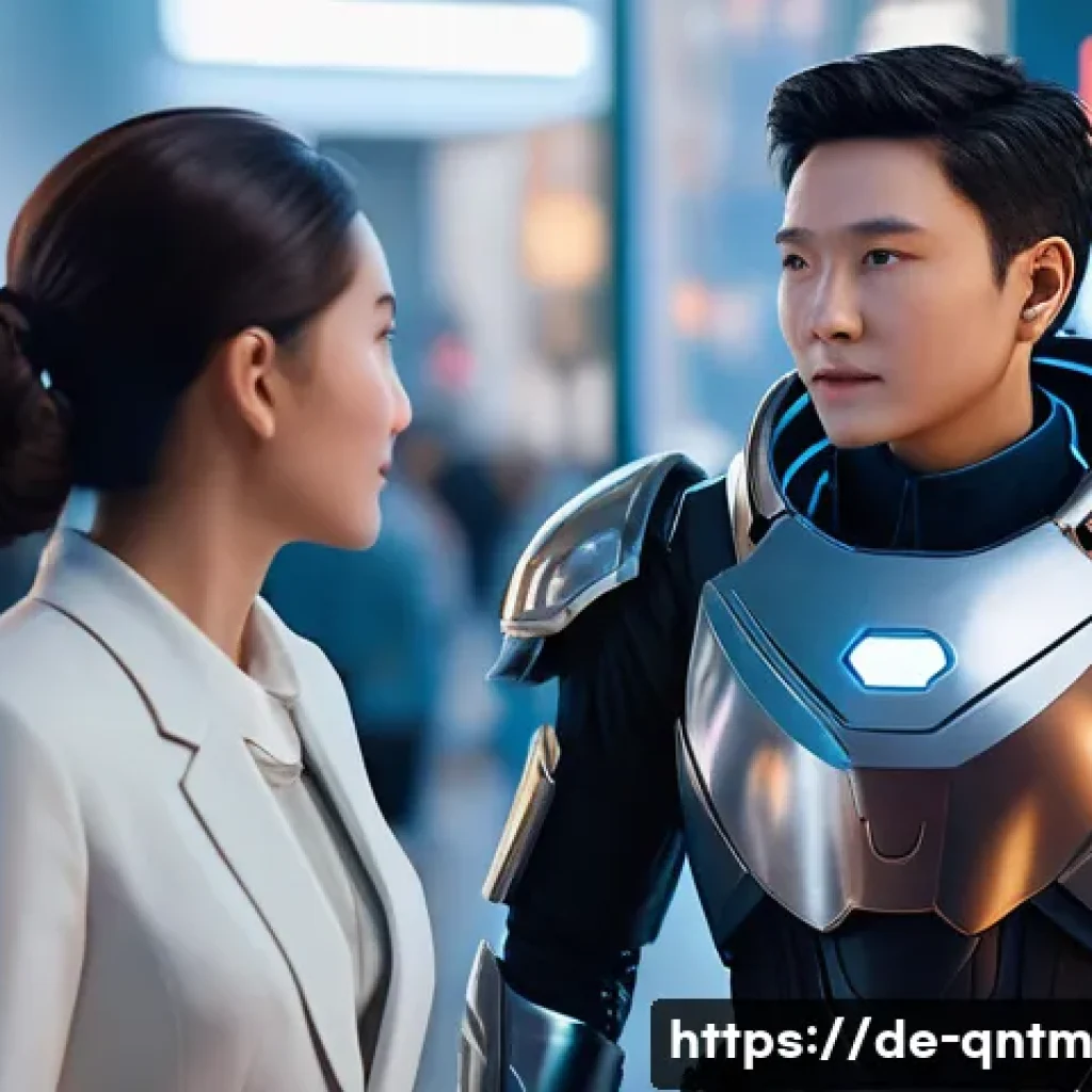 양자 컴퓨팅의 게임 산업 혁신 - **Quantum AI NPC Interaction:**
"A highly detailed, hyper-realistic depiction of a fully clothed...