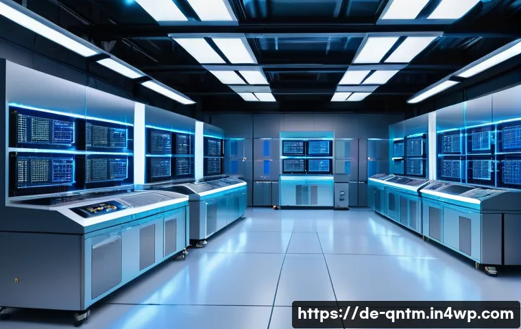 양자 컴퓨팅의 주요 기술 혁신 - A highly detailed, futuristic quantum computing laboratory scene in Germany, showcasing an advanced ...