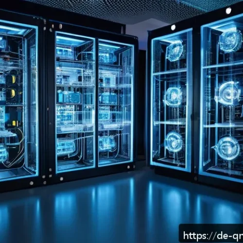 Home 33 양자 컴퓨터의 작동 원리 이해하기 - A futuristic quantum computing laboratory in Germany, featuring scientists in modern lab coats worki...